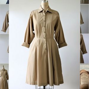 Vintage Kaki Midi Day Dress